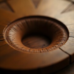 Carrom Pocket – Textured Wood, Curved Detail, Warm Lighting, and Shallow Depth for Nostalgic Feel
