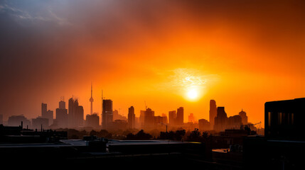 Naklejka premium Industry metallurgical plant dawn smoke smog emissions bad ecology. Concept of air pollution in the city. Call for urgent action to protect the environment.