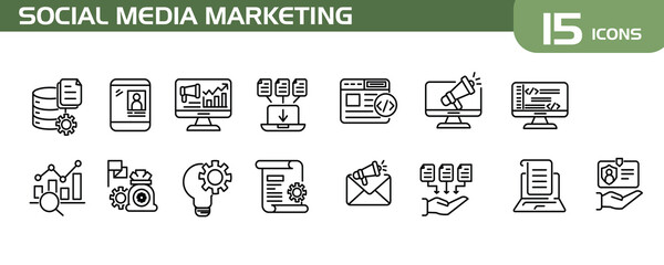 SOCIAL MEDIA MARKETING LINEART LOGO ICON VECTOR