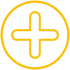 Obraz premium round back outline yellow plus symbol