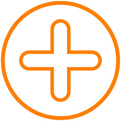 Obraz premium round back outline orange plus symbol