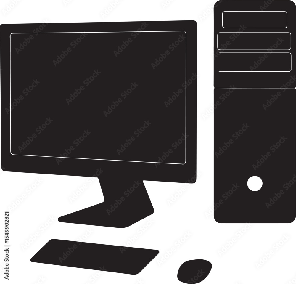 Aufkleber high-quality desktop computer silhouette for ui elements