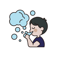 Child Blowing Bubbles In Summer Air