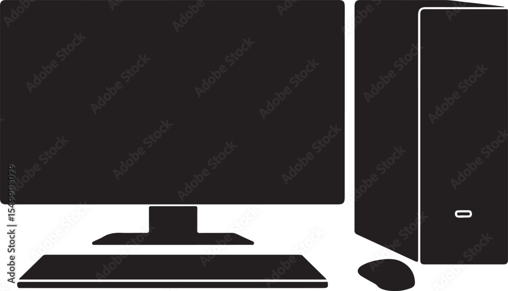 Poster minimalist computer silhouette with keyboard and screen