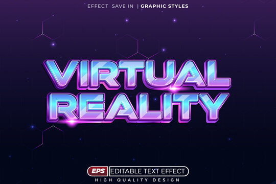 Editable 3d neon text effect virtual reality for gaming poster and flyer design