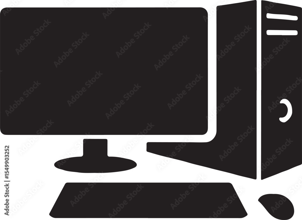 Poster minimal desktop computer silhouette in vector format