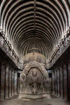 Ancient Buddhist Chaitya Hall with Stupa