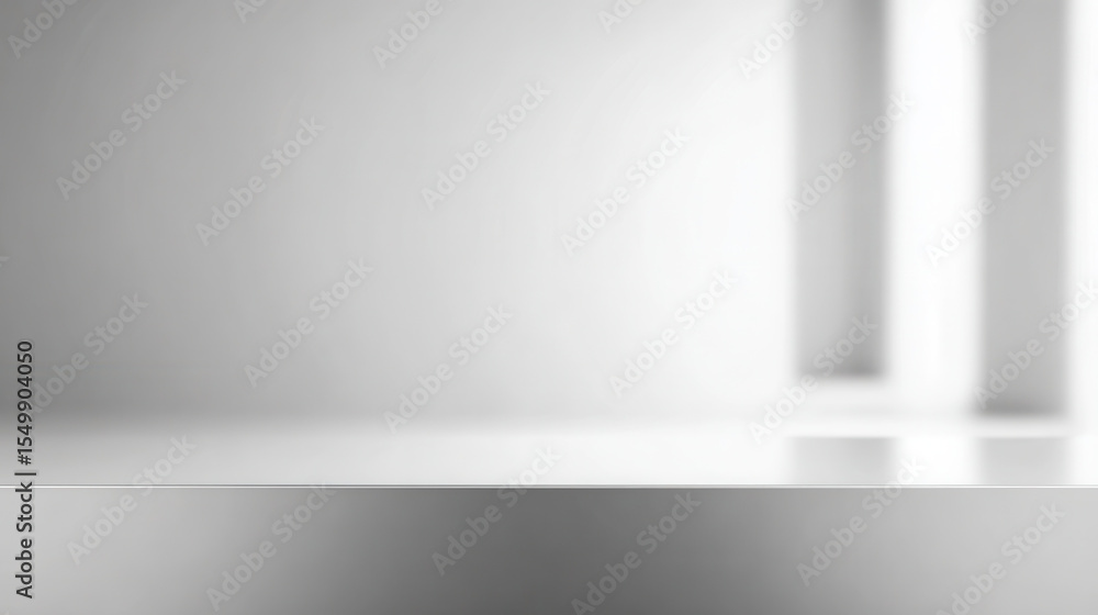 Poster Minimalist clean white room with soft light and smooth floor creating calm and spacious atmosphere for mental clarity and focus