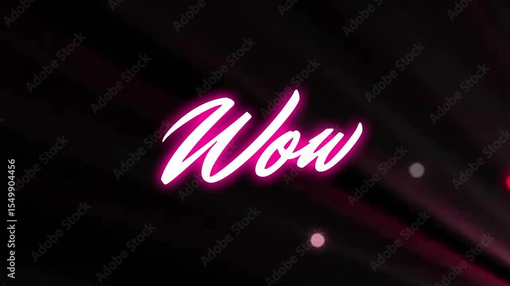 Aufkleber dark screen showing pink streaks causing w w fading into wow drifting particles revealing text