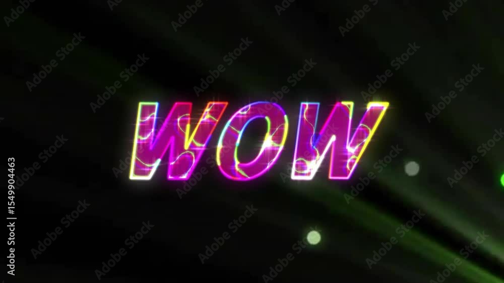 Poster green beams activating orb animating wow logo forming and pulsing neon hues showing branding