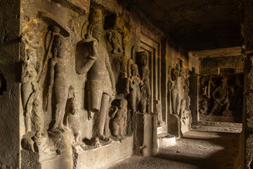 Ancient Indian Cave Wall with Figures