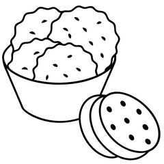Cookies and Cream Chip line art vector