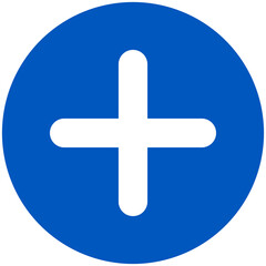 round back silhouette blue plus symbol
