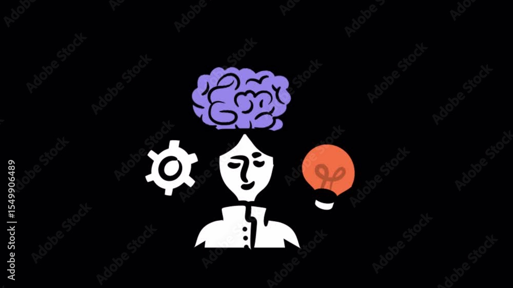 Poster brain animations on transparent background