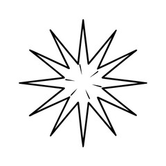 Obraz premium Black Sixteen Pointed Starburst Graphic Design Element