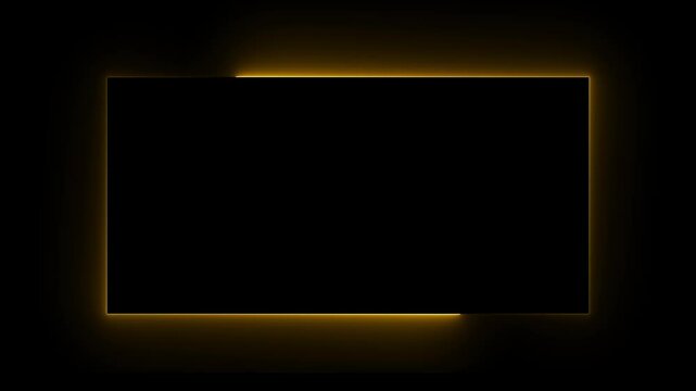 Glowing yellow Neon Rectangle Frame 4K Ultra HD Video Animation Loop for Motion Graphics.