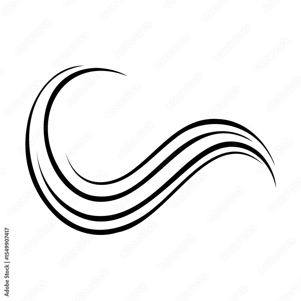 Aufkleber black triple wave abstract design element waves curve