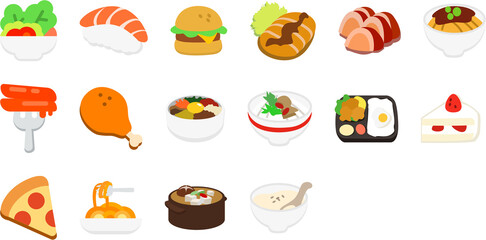 Various Food Illustrations with Transparent Background
