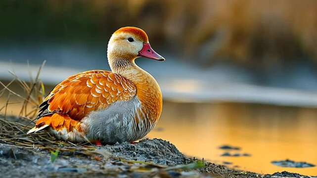 ruddy shelduck close up at ladakh wetlands sunset video