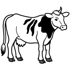 Cow Brush line art vector