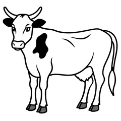 Cow Brush line art vector