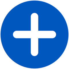 round back blue plus symbol