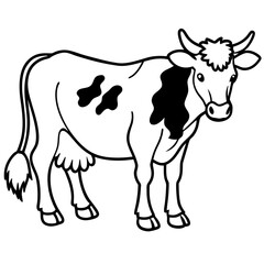 Cow Brush line art vector