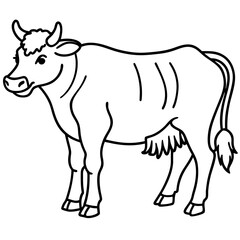 Cow Brush line art vector