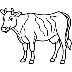 Cow Brush line art vector