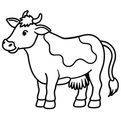 Cow Brush line art vector