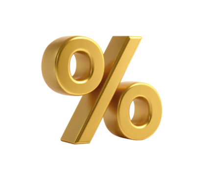 Golden percentage symbol on black background for financial concepts.