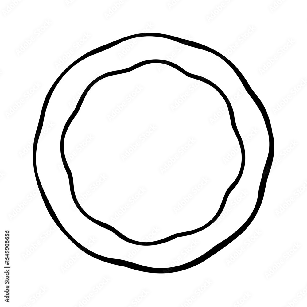 Poster black outline circular frame wavy edge design element