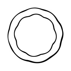 Black Outline Circular Frame Wavy Edge Design Element