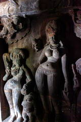 Ancient Stone Sculptures in Aurangabad Caves