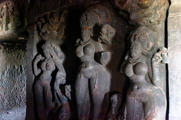 Ancient Stone Sculptures in Aurangabad Caves