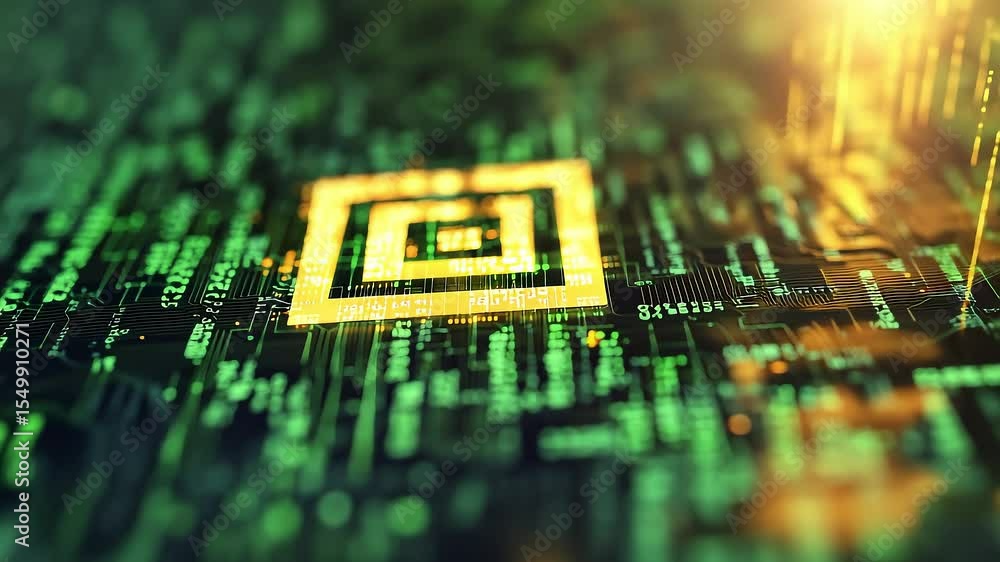 Poster digital circuit board data transfer tech background