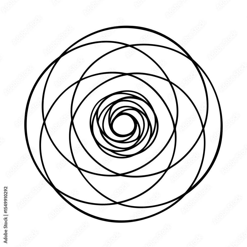 Aufkleber Black Circular Abstract Swirl Pattern Graphic Design Element