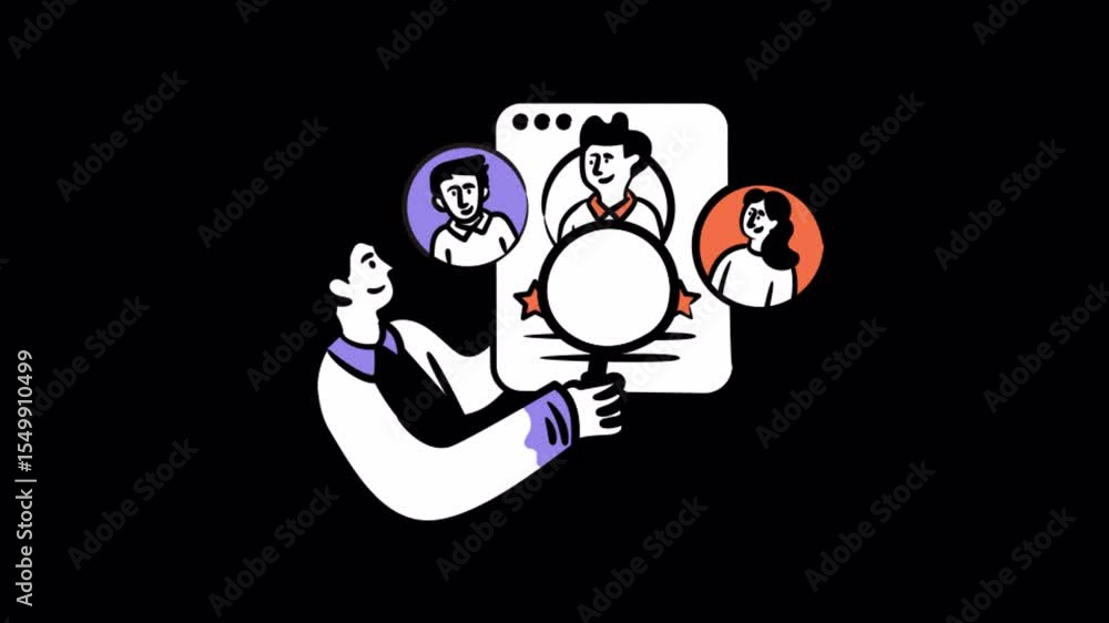 Poster finding employees animations on transparent background