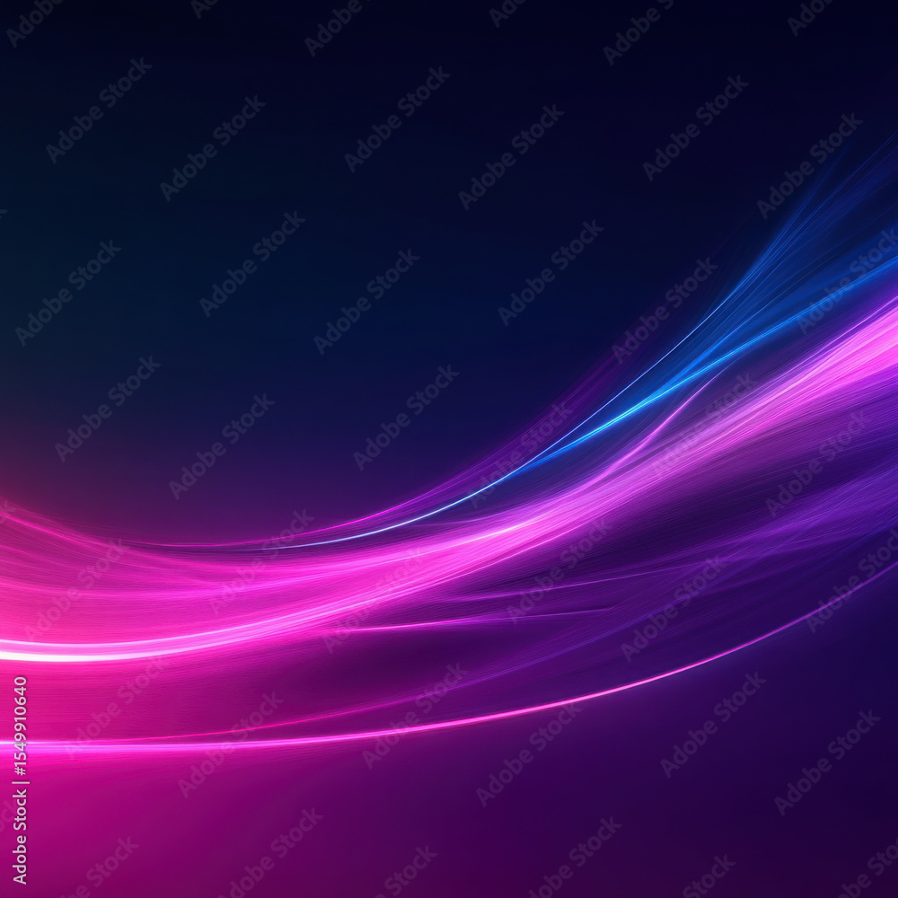Poster abstract flowing pink and blue light waves on a dark background. dynamic futuristic lines for modern