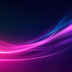 Fototapeta premium Abstract flowing pink and blue light waves on a dark background. Dynamic futuristic lines for modern technology concepts.
