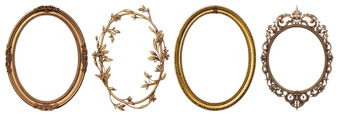 PNG Elegant vintage ornate frames, element set on transparent background