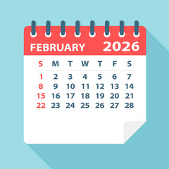 February 2026 Calendar Leaf - Vector Illustration