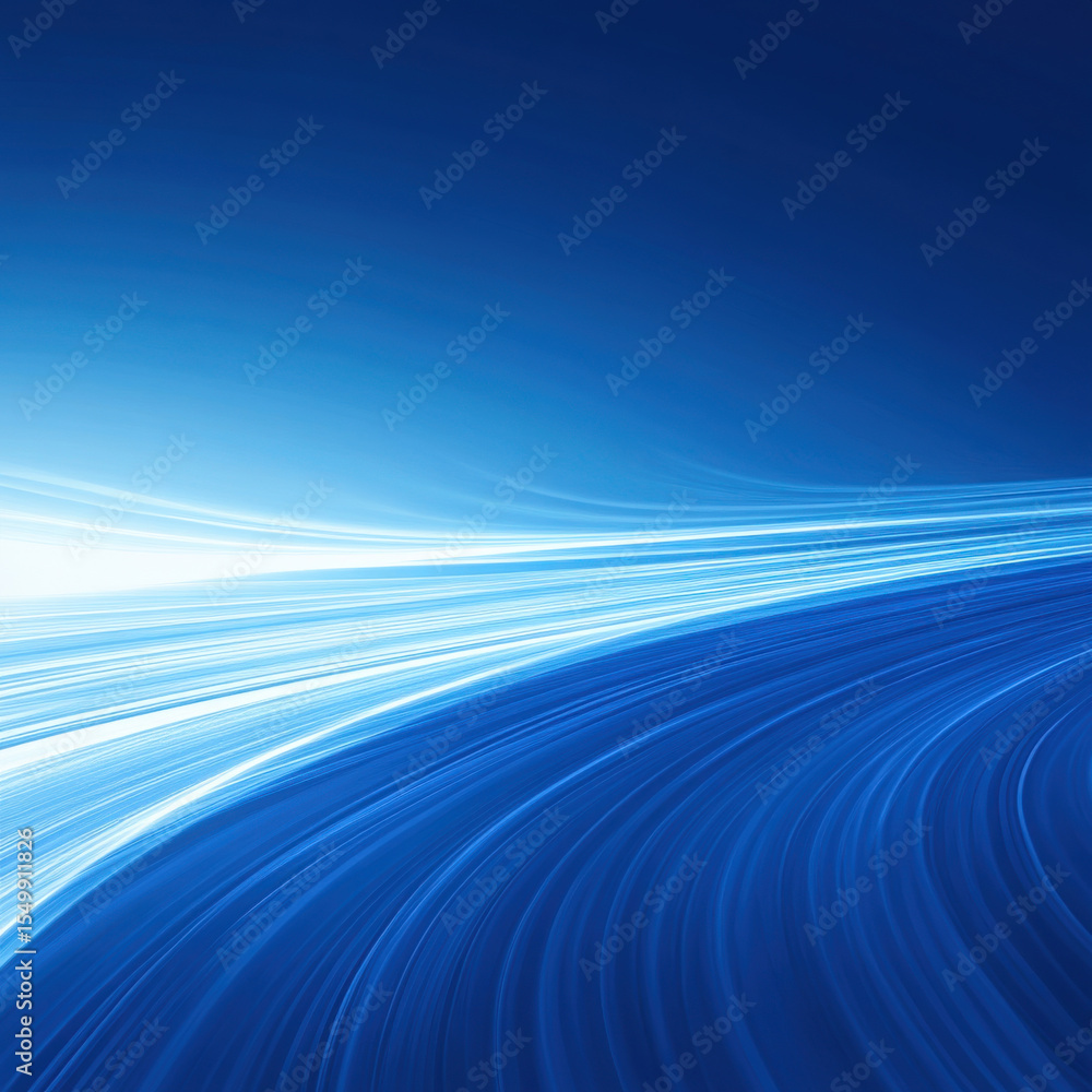Poster abstract blue light trails. speed motion blur. dynamic data transfer. technology concept for present