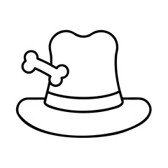 Black Outline Drawing of a Wide Brim Hat with Bone Decoration