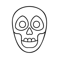 Fototapeta premium Simple Line Art Skull Design Black White Icon black and white