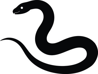 Snake silhouette, Isolated black silhouette of a snake coiled and upright on a plain white background vector illustration
