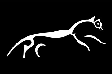 Obraz na płótnie Canvas Uffington White Horse, prehistoric hill figure, 110 m long, formed from deep trenches filled with crushed white chalk, created some time between 1380 and 550 BC, during Bronze Age or early Iron Age.