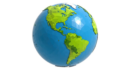 Isolated Low Poly Earth Globe