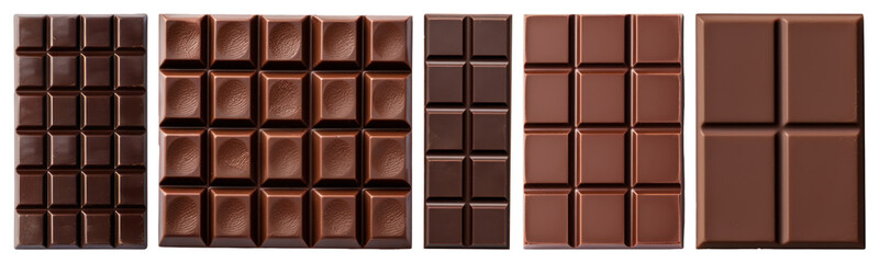 Obraz premium PNG Assorted chocolate bars variety, element set on transparent background