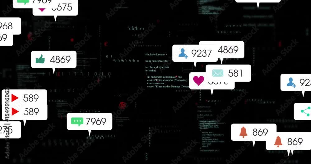 Poster scrolling code initiating icon cluster fading, clustering and updating counts visualizing metrics